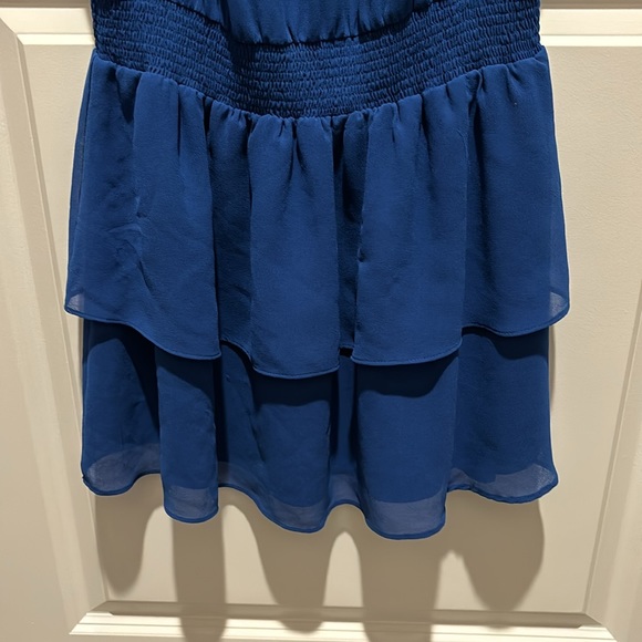 1 State Dress XS Blue Ruffle sleeves skirt collar - Picture 7 of 15